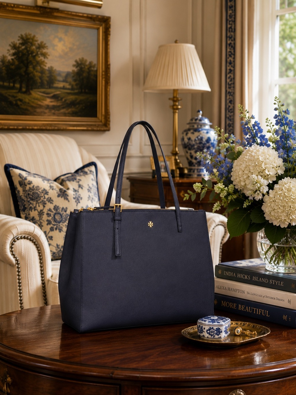 Tory Burch Emerson Large Double Zip Tote | NWOT | Tory Navy